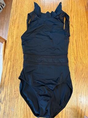 balera Black Sleeveless Leotard with Mesh Waist Panels